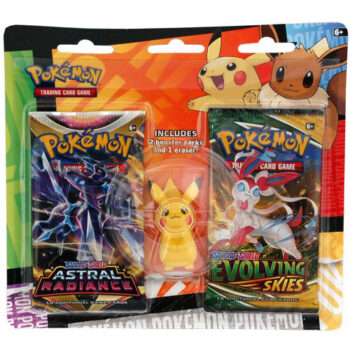 Back To School Eraser Blister Pikachu met Evolving Skies Boosterpack