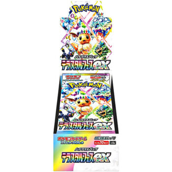 Een afbeelding van de Pokémon Booster Box Terastal Festival EX High Class Deck in het Japans, met een kleurrijk ontwerp dat de Eeveelutions en het Terastal-thema benadrukt.