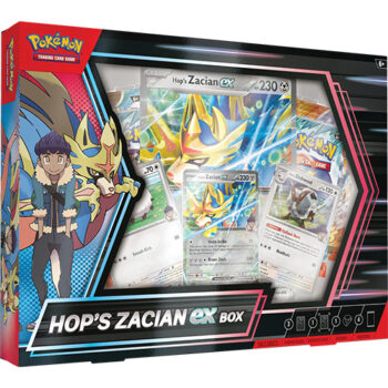 Pokémon Hop’s Zacian EX Box met exclusieve promo’s en booster packs.
