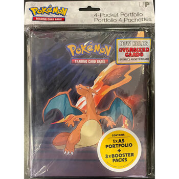 Pokémon 4-pocket portfolio met Charizard design – map voor het opbergen van ruilkaarten.