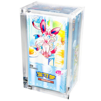 Acryl display case voor het veilig en stijlvol presenteren van een Pokémon Gem Pack Booster Box.