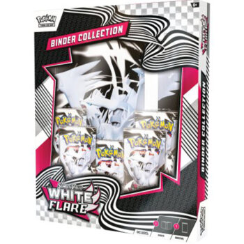 Pokémon White Flare Binder Collection met 9-pocket verzamelmap, exclusieve promokaart en 5 booster packs.