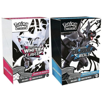 Pokémon Black Bolt & White Flare Booster Bundle met 12 booster packs uit Scarlet & Violet – Black Bolt en White Flare.