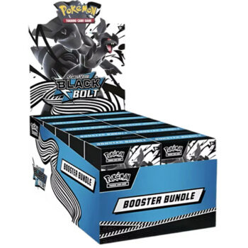 Pokémon Black Bolt Booster Bundles Display met 10 bundels, elk met 6 boosterpacks uit de Scarlet & Violet – Black Bolt-uitbreiding.