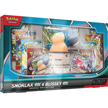 Pokémon Snorlax ex & Blissey ex Special Collection Box met Snorlax ex & Blissey ex promo-kaarten, oversized kaart en 8 boosterpacks.
