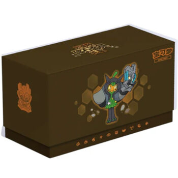Pokémon Ogerpon Cornerstone Mask Gift Box met jumbo booster packs, Pokémon sleeves, storage box en Ogerpon accessoires.